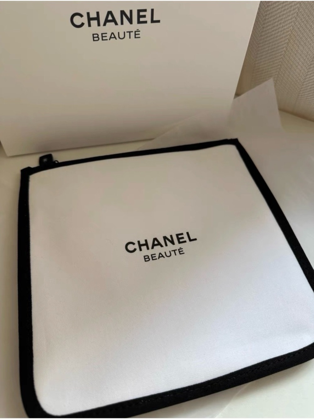 Chanel Beauty Cotton Cosmetics Makeup Bag